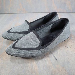 Birdies The Blackbird Grey Black Point Toe Ballet Flats Women's Size 8.5